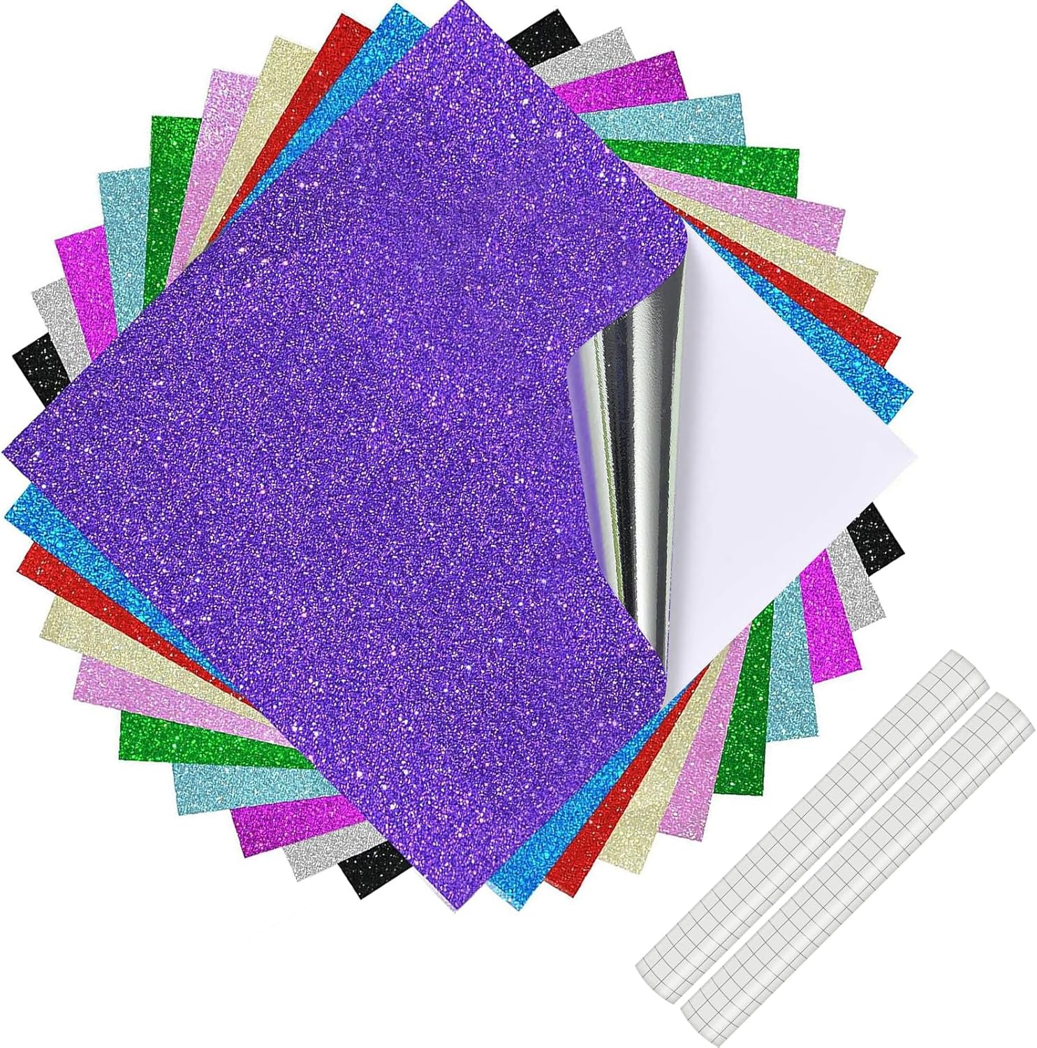 Permanent Vinyl Sheets for Cricut 12” x 12” Glitter Self Adhesive