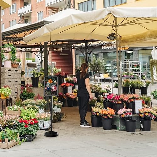 Miniatura 8 de AceShow Soportes para letreros para exhibición, soporte de suelo de 8.5 x 11 pulgadas, soporte de señalización para empresas, soporte de letrero de
