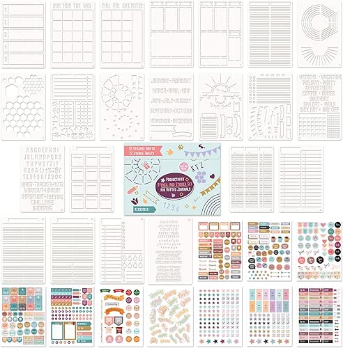 Easy to Use Stencil Set for Dotted Journals - Time