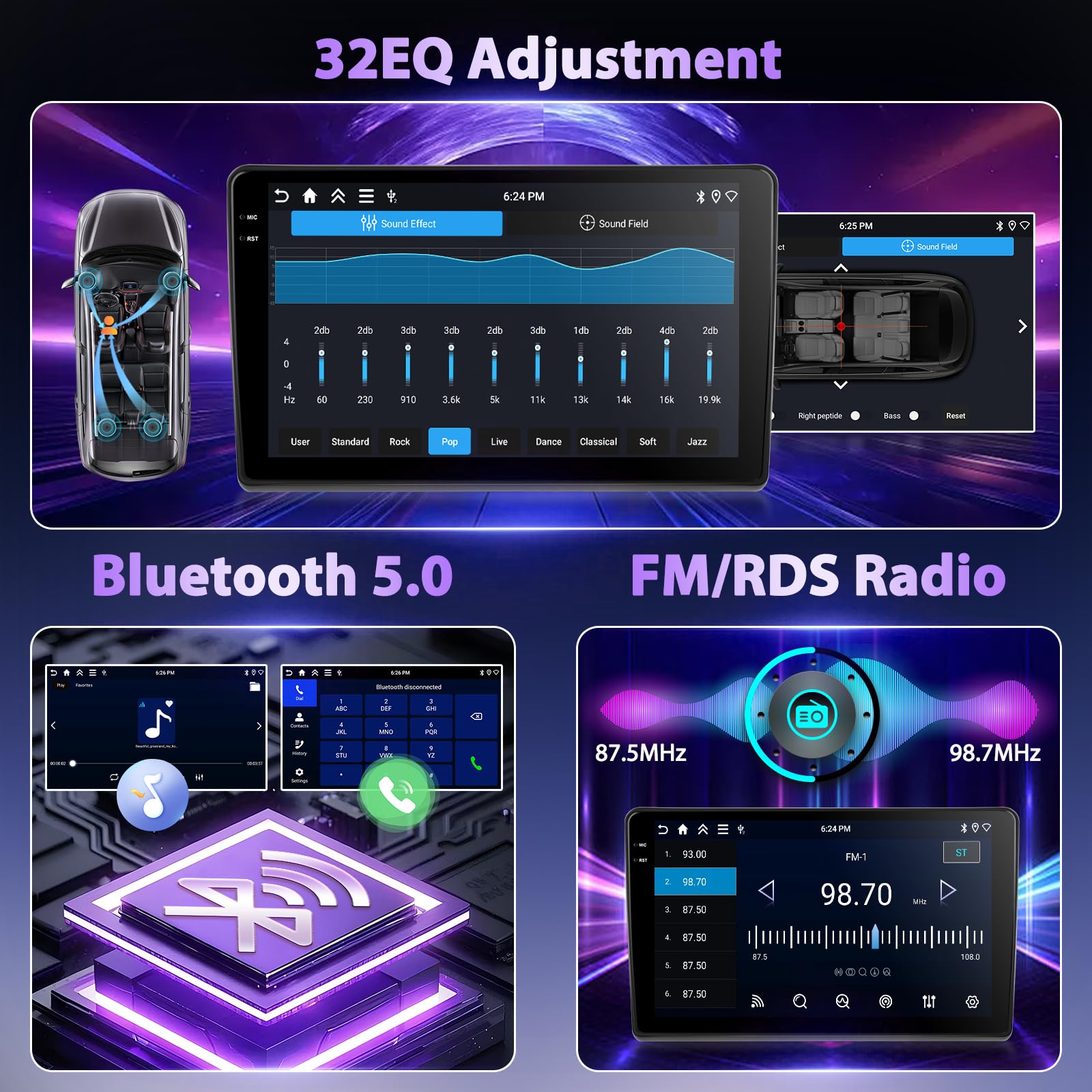 Android Per Ducato 3 Peugeot Boxer 2 Citroen Jumper 2 2011-2022,4+64G 9 Pollici 1280P Touchscreen In-Cell Autoradio,Apple Carplay Android Auto GPS Bluetooth WiFi FM/RDS 2USB,Supporta DAB+OBD2