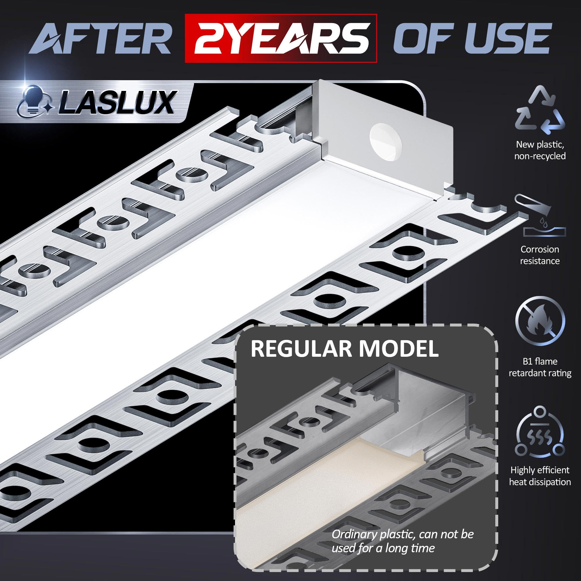 LED Trockenbauprofil 6 x 2m(12m) für LED Streifen, LED Aluminium Profil Trockenbau mit Abdeckung milchig LED Profil Trockenbau Decke Wand Schattenfuge 2000×64.2×13.8mm