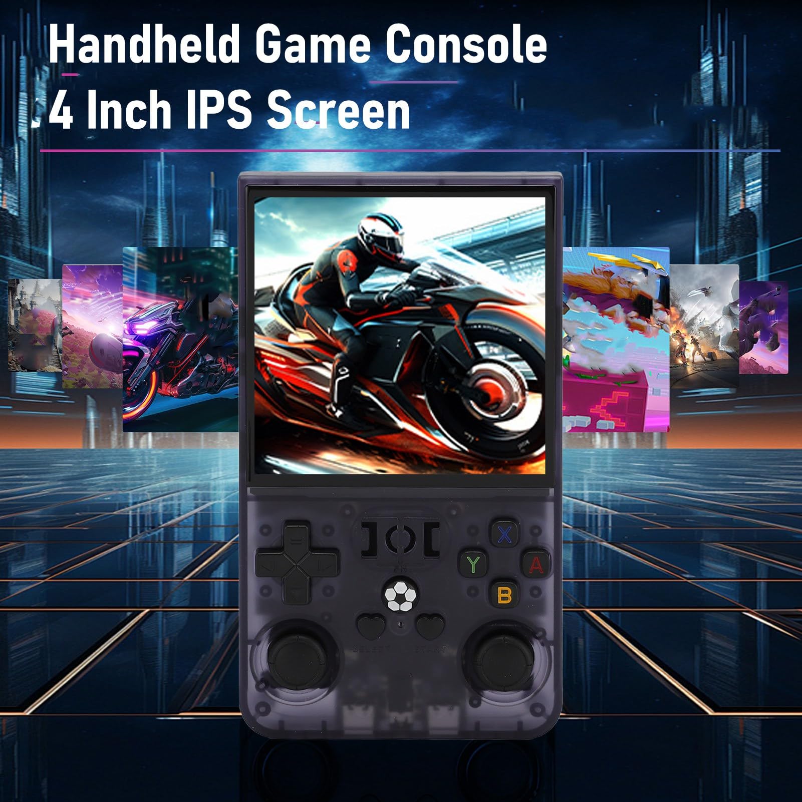 Console di Gioco Portatile retrò, Console di Gioco Portatile con Schermo a Colori IPS da 4 Pollici 720x720, Doppie Leva di Controllo 3D, Batteria da 4000 mAh per Giochi retrò ed Em (128GB)