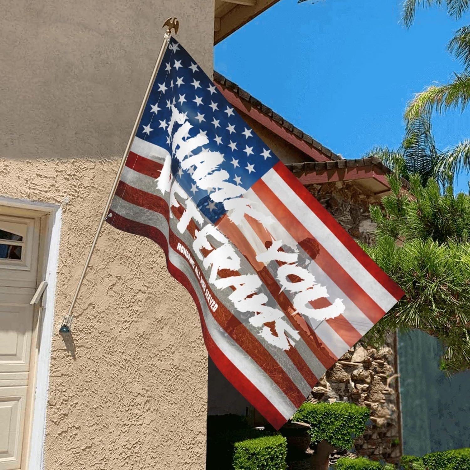 American Flag Memorial Veterans Day Flag 3x5 Ft Fade Proof Outdoor/Inside Thank You Veterans Breeze Flag Garden House Home Decor Double Stitched With Metal Grommets - Image 4