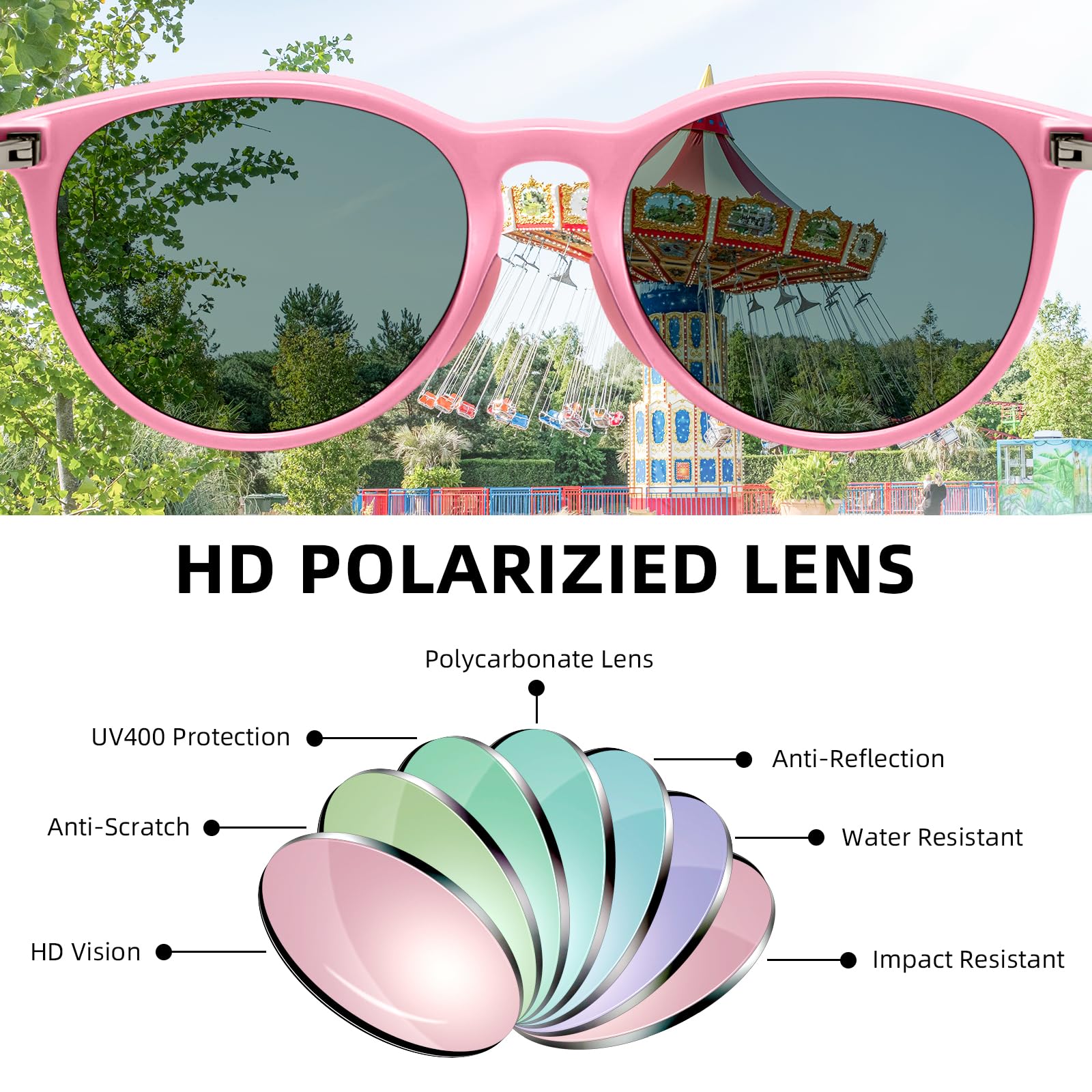 SUNGAIT Lunettes de Soleil Polarisées pour Enfants Garçons et Filles de 3 à 9 Ans Protection UV400 Verres Incassables Monture Flexible