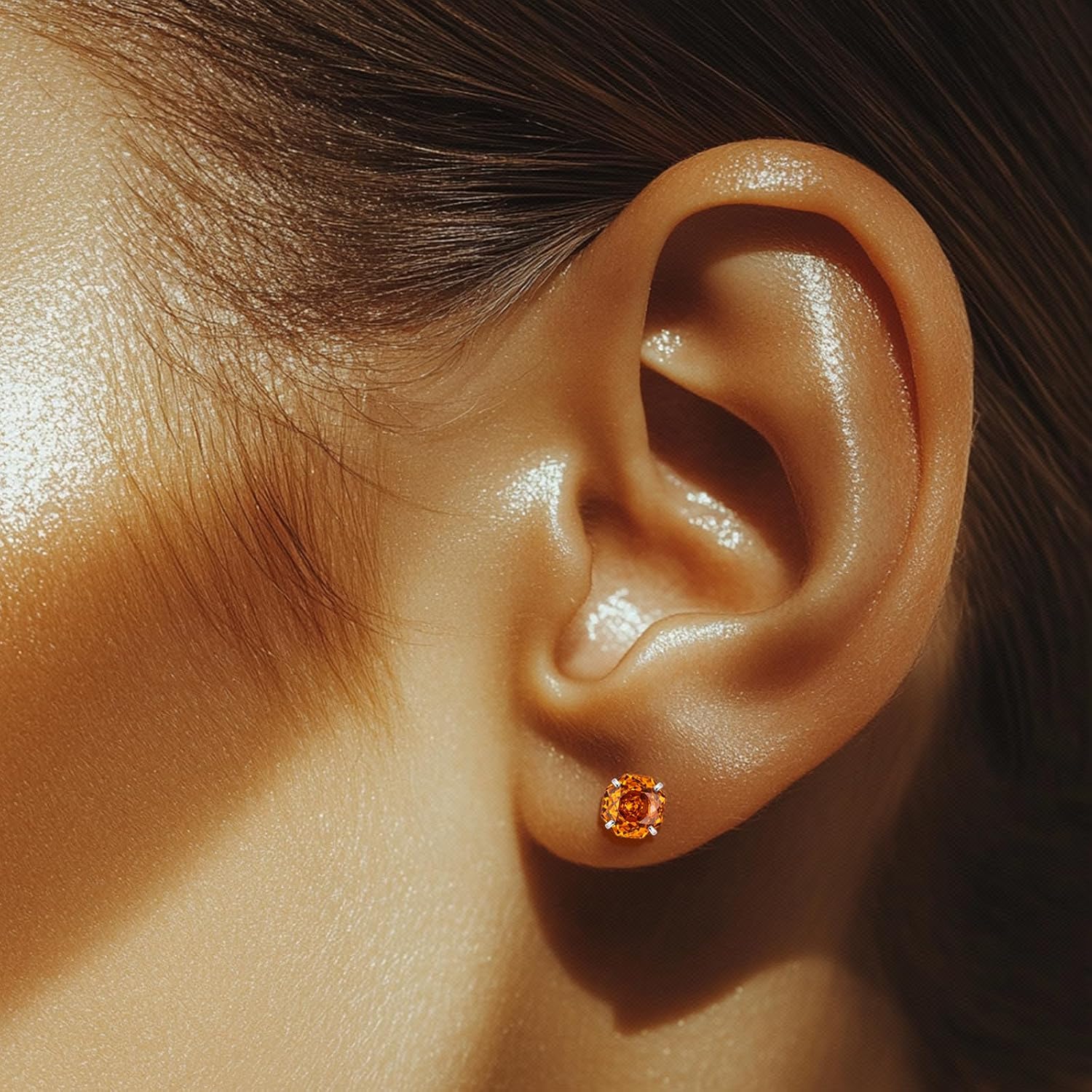 Zircon Flat Back Screw Hypoallergenic Surgical Steel Stud Earrings