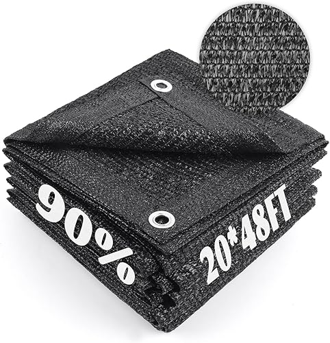 Miniatura 10 de Cool Area 55% Tela de Sombra Solar con Malla, Lona con Ojales para Cubierta de Plantas 2x5m, Toldo para Patio, Jardín, Pérgola, Invernadero, Negro