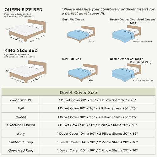 Miniatura 8 de Bedsure - Juego de ropa de cama de 3 piezas, prelavado, extrasuave, con 1 funda de edredón de 120 x 98 pulgadas con cremallera y 2 fundas de