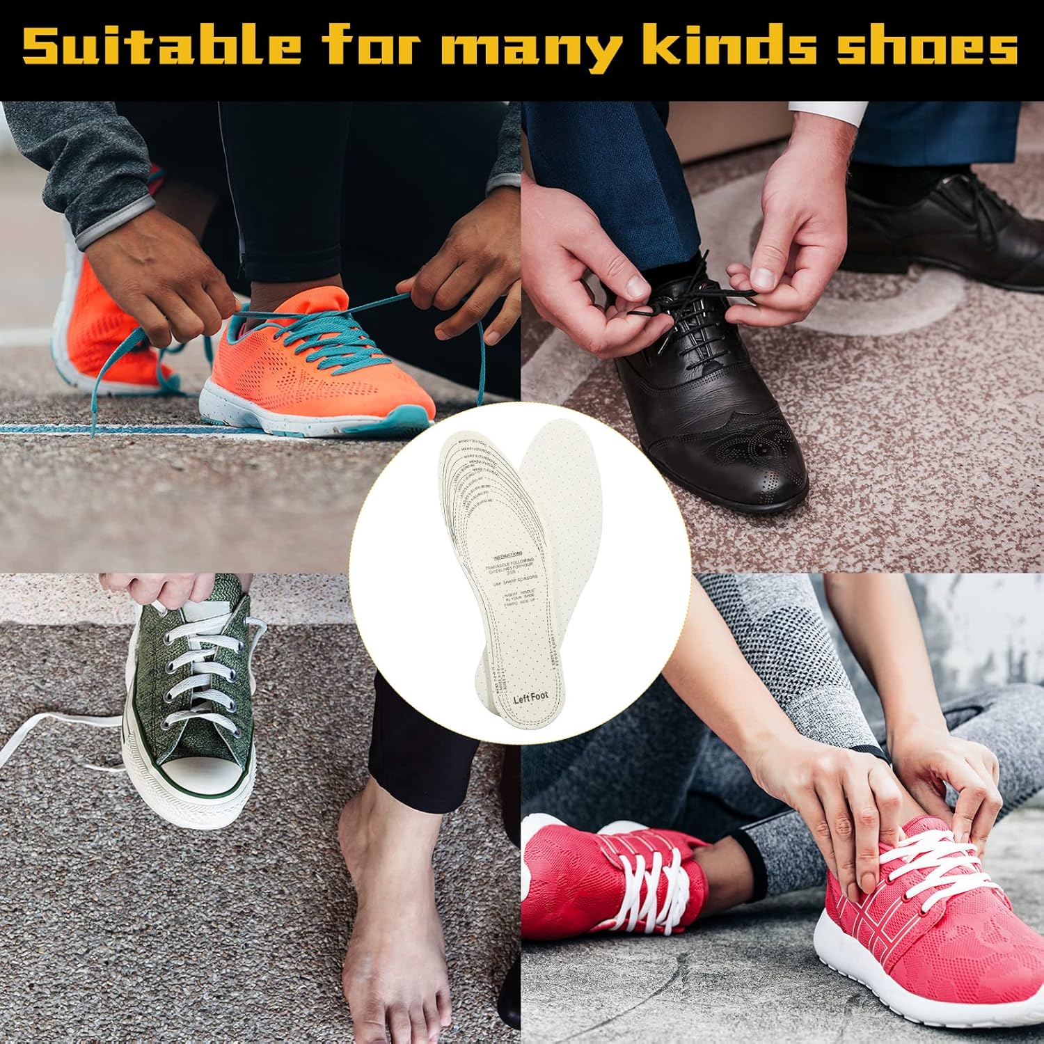 Vabean 24 Pairs Breathable Shoe Inserts, Cut to Fit Latex Insoles for Men Women, Stopping Sweat Inserts Soft Cushioning with Holes Walking Comfort Insole for Unisex Men 7-11 Women 3-8 - Image 5