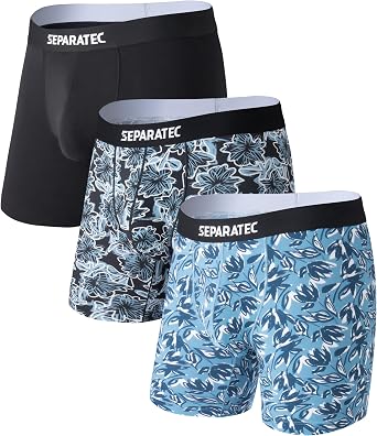 Separatec Mens Underwear Dual Pouch Boxer Briefs Ultra Soft Breathable Rayon from Bamboo Moisture Wicking Underwear Multipack