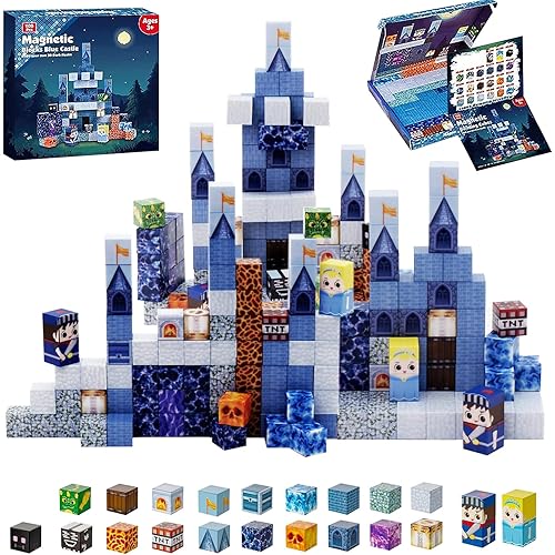 Magnetic Building Blocks for Kids, 100PCS Magnet Blocks Set, 3D Tiles Building Cubes Constructions Toys for Boys & Girls Ages 3+, STEM Sensory Educational Stacking Toy Gift for Toddlers