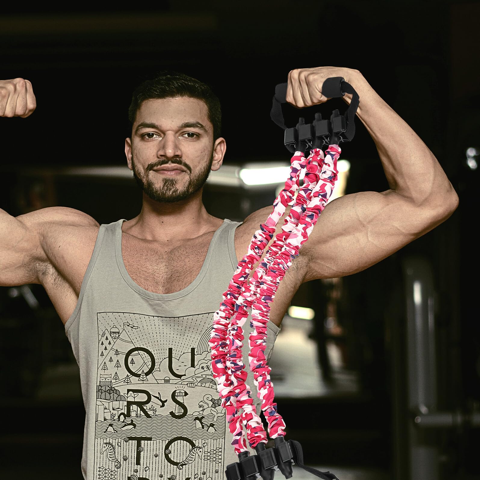 Professionelles Fitnessseil mit Griff, 120lb TPE, Rosa