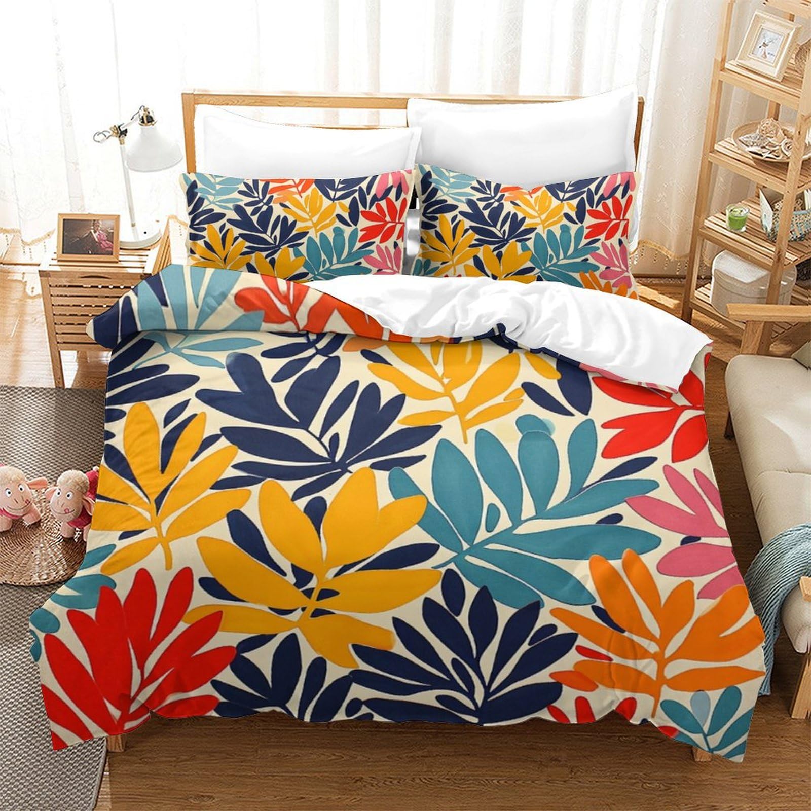 Housse de couette King fleurs pour la chambre des adultes et des jeunes garçons