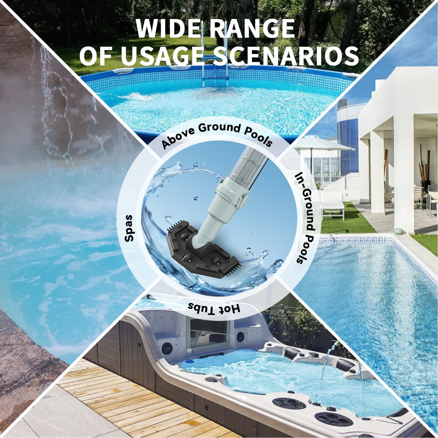 Lydsto S1 Lite Aspirateur Piscine sans Fil, Autonomie 90 Min, 3 Tubes en Aluminium Inclus, Léger et Portable pour Piscines Souterraines et Hors Sol, Spas et Jacuzzis