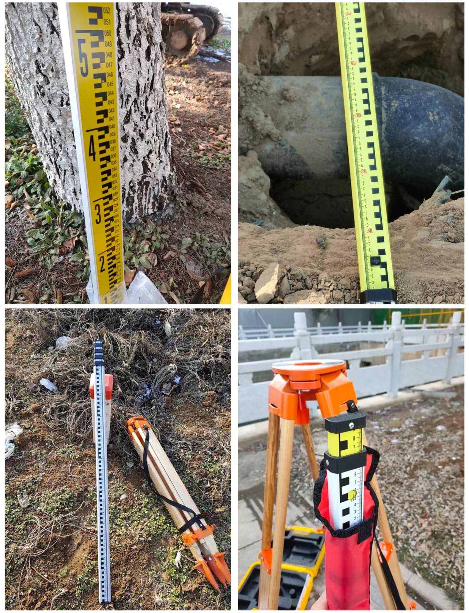 Varilla telescópica aluminio poste graduado altura nivelación obra medir | Accesorio de medición portátil diseñado for topografía, nivelación y tareas al aire libre.(Support frame)