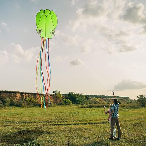 Miniatura 6 de Flyonte - Cometa de pulpo para niños y adultos, fácil de volar, hermosa cometa de animales, juguete interactivo para niños, juguete volador grande