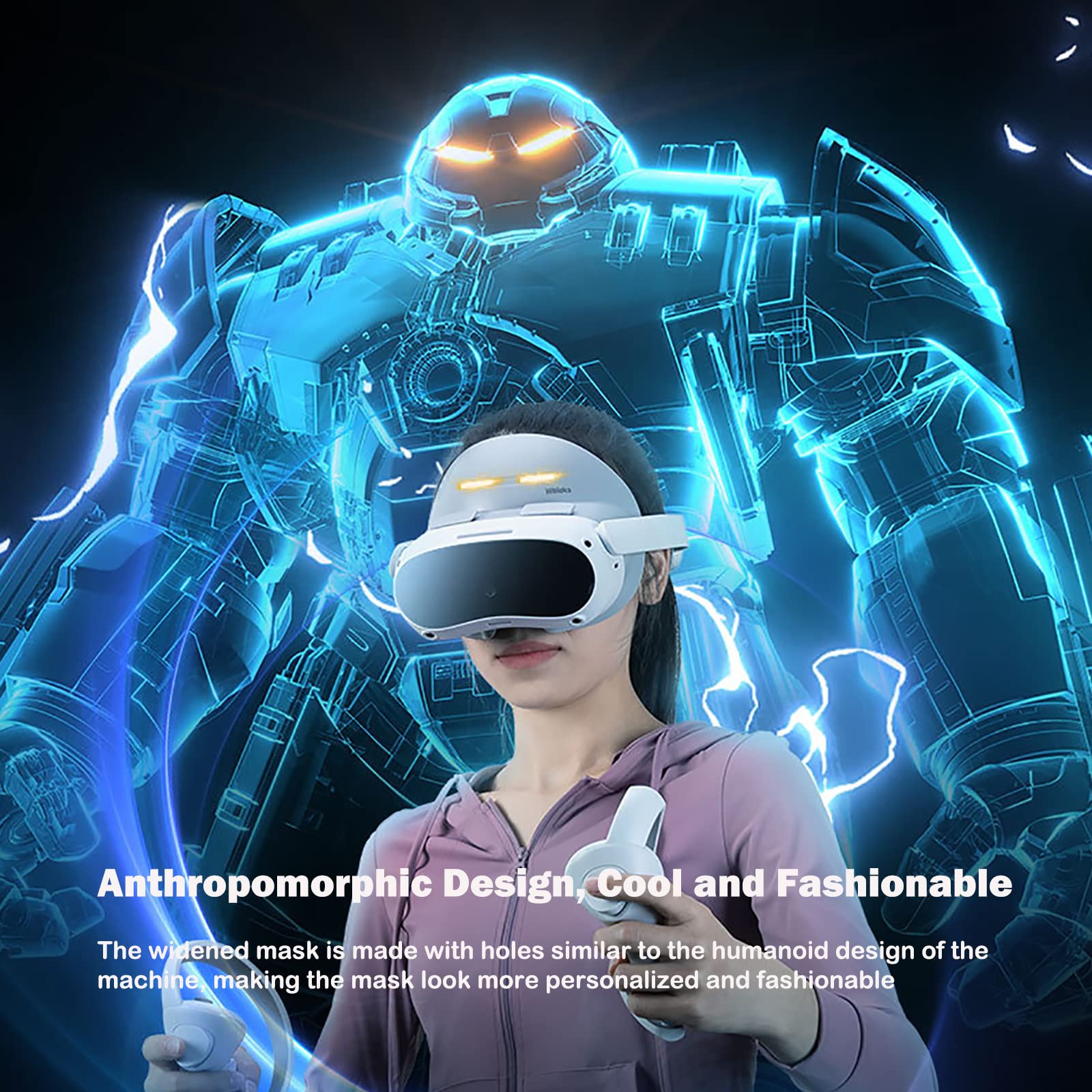 Staffa di interfaccia facciale ampliata VR e copertura per il viso con ventola di raffreddamento adatta per PICO 4, imbottitura in schiuma per viso in pelle proteica PU per accessori VR