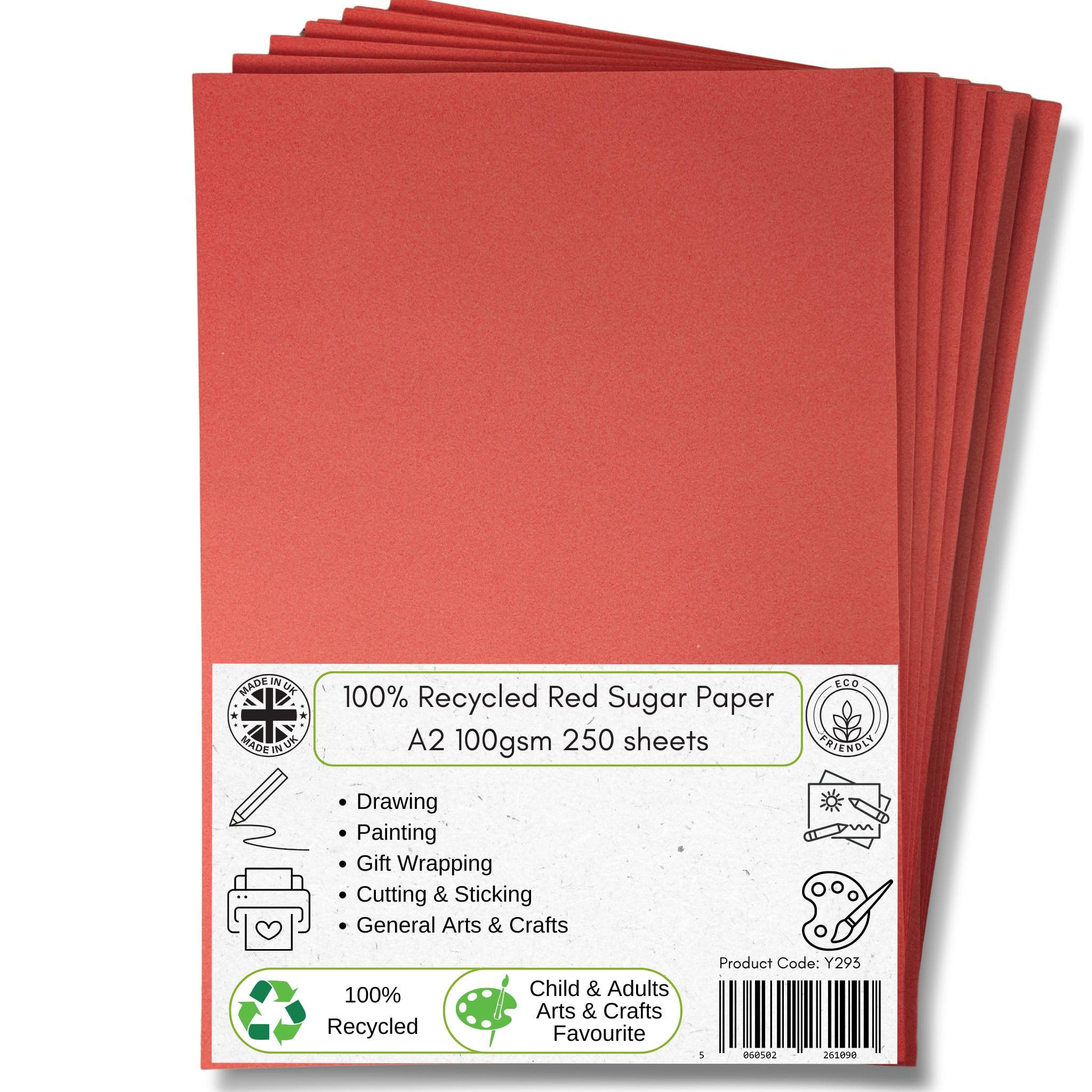 Be Creative Red A2 Recycled Sugar Paper 100 Gsm 250 Sheets By Bcreative ®