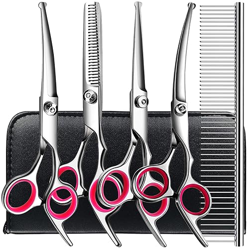 6 in1 Professional Dog Grooming Scissors Kit, Dog Shears for