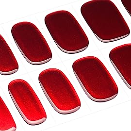 DANNI & TONI Semi Cured Gel Nail Strips Scarlet (Red Blaze) Mirror Gel Nail Wraps Gift for Woman