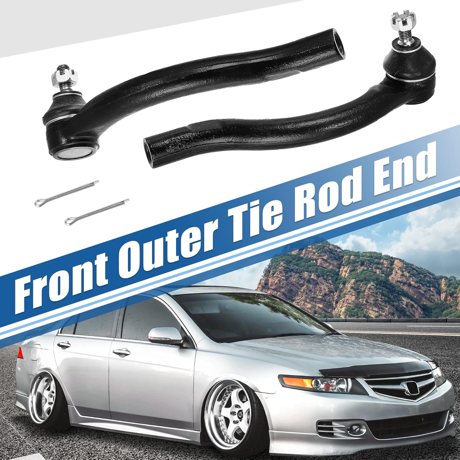 X AUTOHAUX 2pcs Front Outer Tie Rod End Links Suspension Steering Tie Rod End ES80288 ES80287 for Honda Accord 2003-2007 for Acura TSX 2004-2008