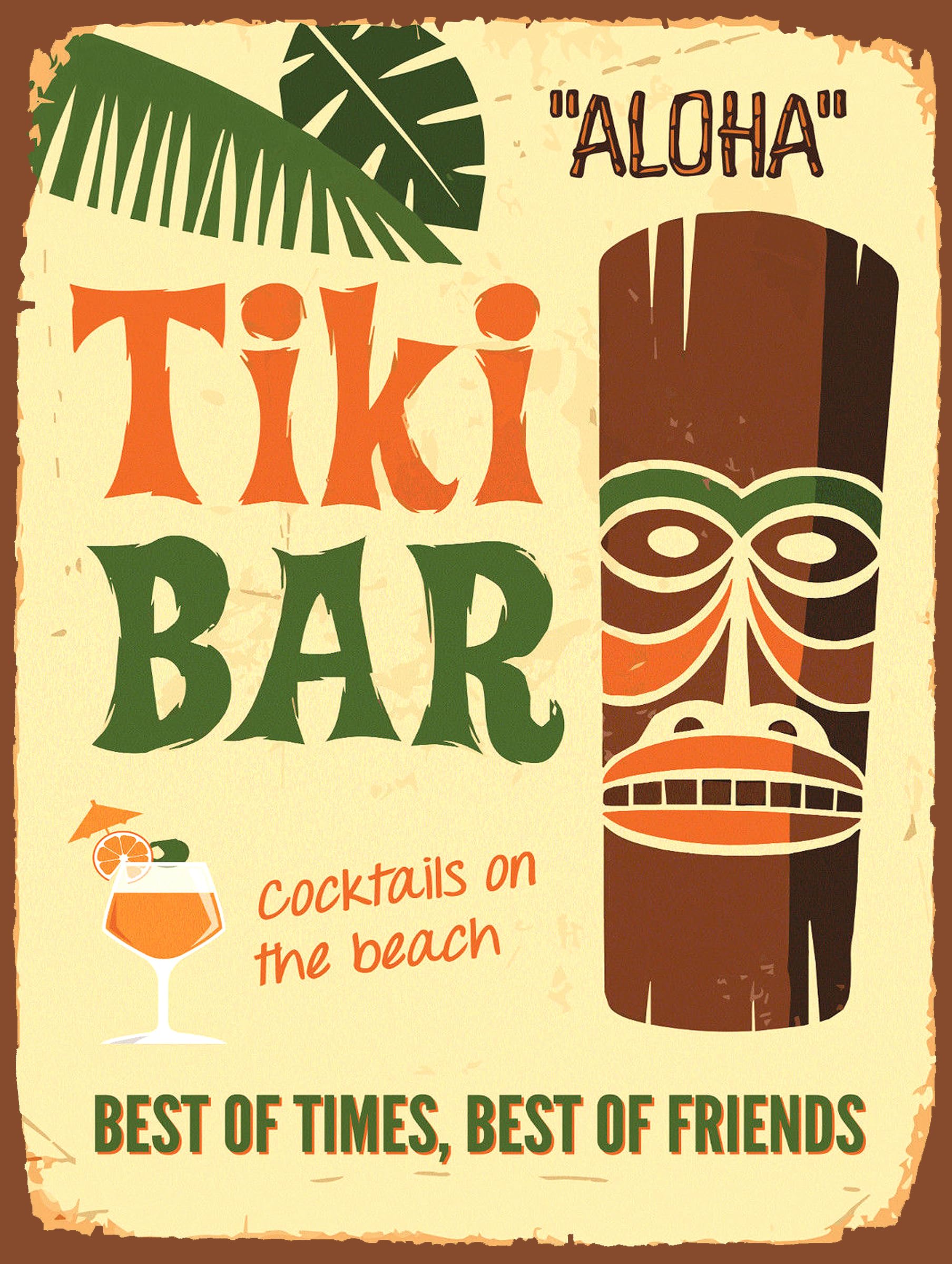 Shawprint Limited Mixed Tiki Bar Best Of Times Best Of Friends Bar/Pub Man Cave Sign Retro Metal Tin Wall Plaque Sign Novelty Gift (8" X 6")
