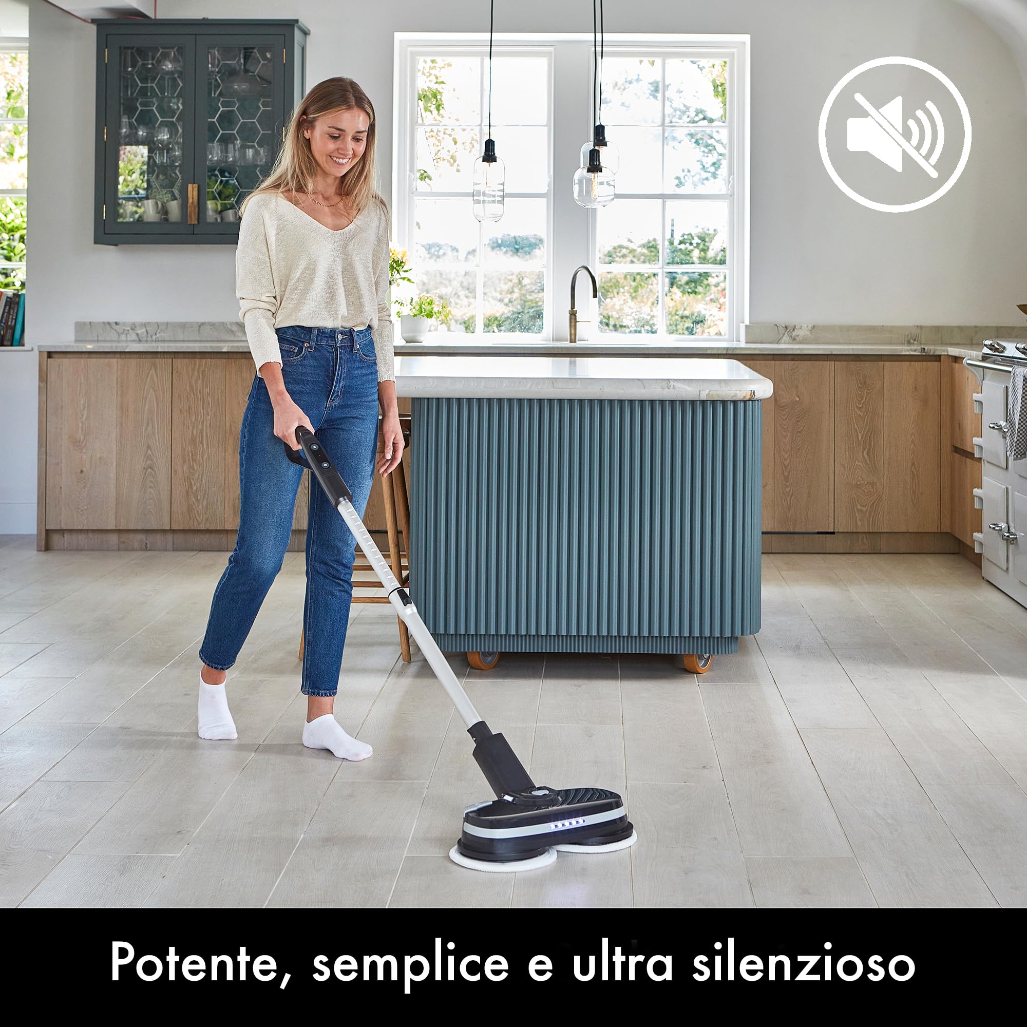 AirCraft Home, PowerGlide Lavapavimenti Senza Filo e Lucidatrice Pavimenti con 8 Panni Microfibra, Lavasciuga Pavimenti per Legno, Marmo, Piastrelle e Vinile, Batteria Ricaricabile