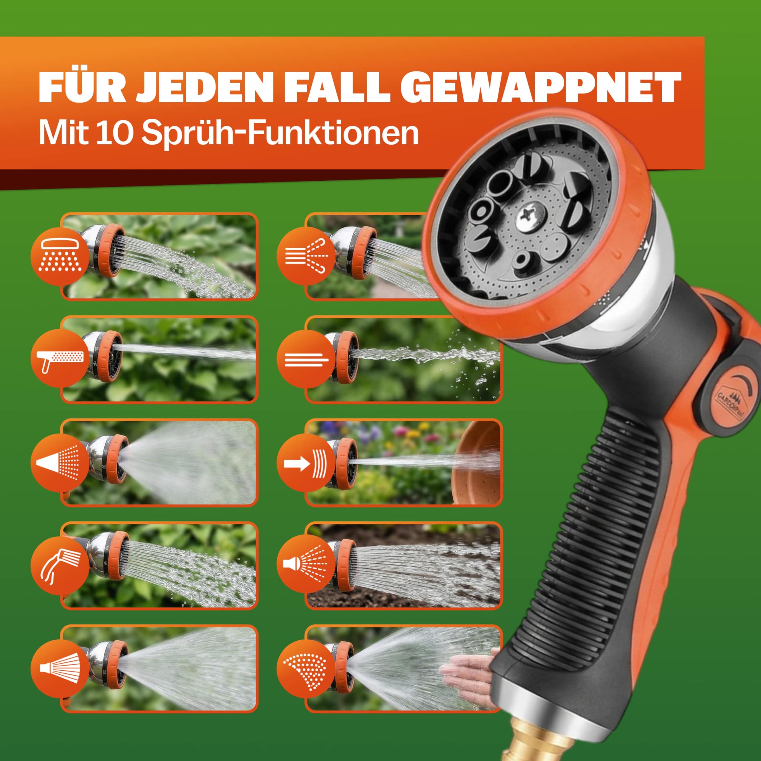 GARDEBRUK® Flexibler Gartenschlauch 22m 3fach Latexkern Vollmessing Adapter 1/2' 3/4' Zoll Wandhalterung Tasche Flexschlauch Wasserschlauch Schwarz