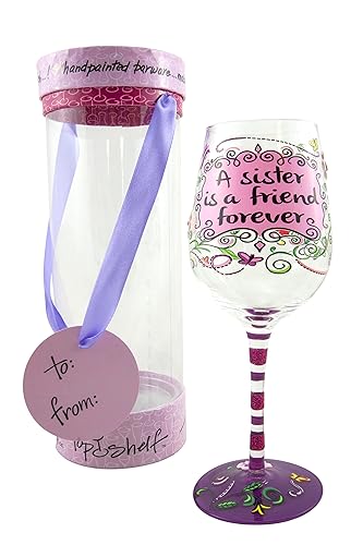 Miniatura 2 de TOP SHELF TS-5061A "A Sister is a Friend Forever" Copa de vino  Pintada a mano  Ideas de regalo para ella multicolor, 15oz