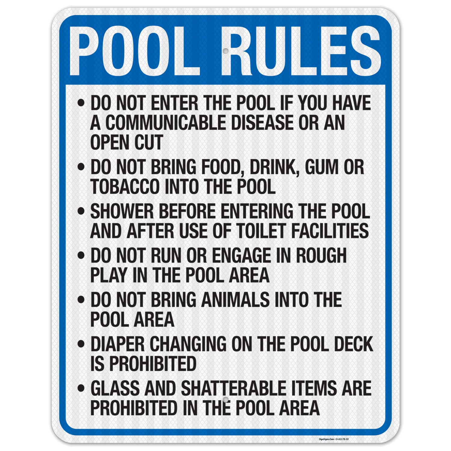 Wisconsin Pool Rules Do Not Enter Sign, Complies with State of Wisconsin Pool Safety Code, (SI-62178) 24x30 Inches, 55 mil Thick HDPS (high Density polystyrene), Made in USA