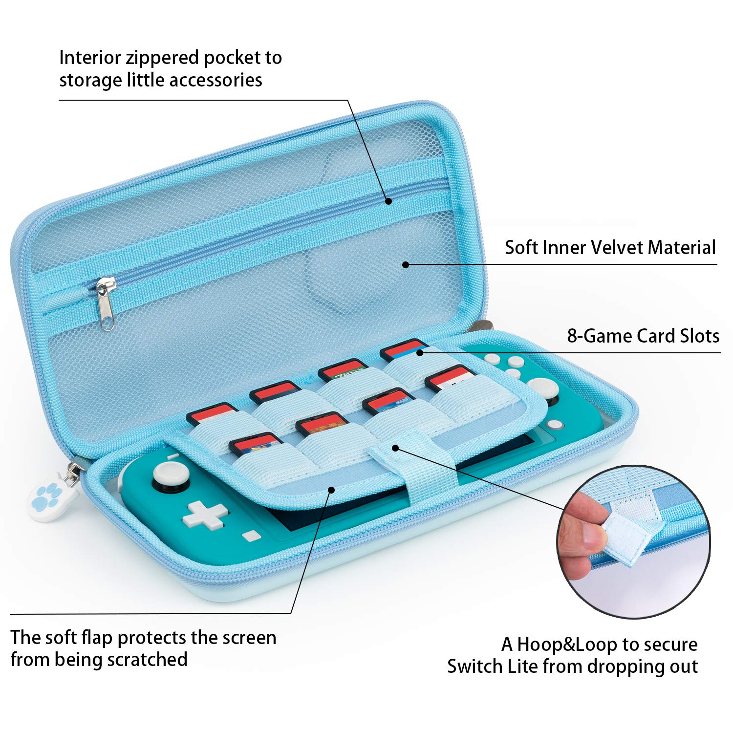 Suреr Chеар 🛒 Geekshare Cat Paw Case Compatible with Nintendo Switch Lite- Portable Hardshell Slim Travel Carrying Case fit Switch Lite & Game Accessories - A Removable Wrist Strap (Blue) Exсluѕіvе Geekshare Cat Paw Case Compatible with Nintendo Switch Lite- Portable Hardshell Slim Travel Carrying Case fit Switch Lite & Game Accessories - A Removable Wrist Strap (Blue)