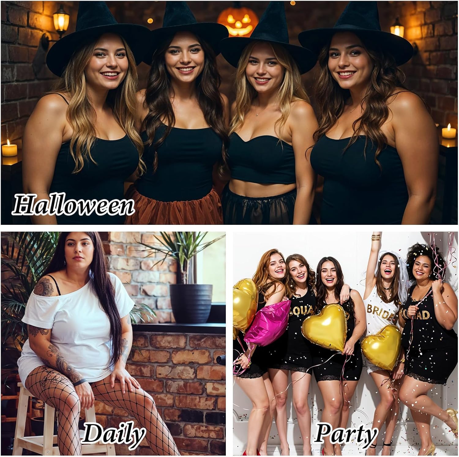 Prasacco 3 Pairs Women's Plus Size Fishnet Stockings, High Waist Stretchy Footless Tights, Black Pantyhose For Daily XL-4XL - Image 4