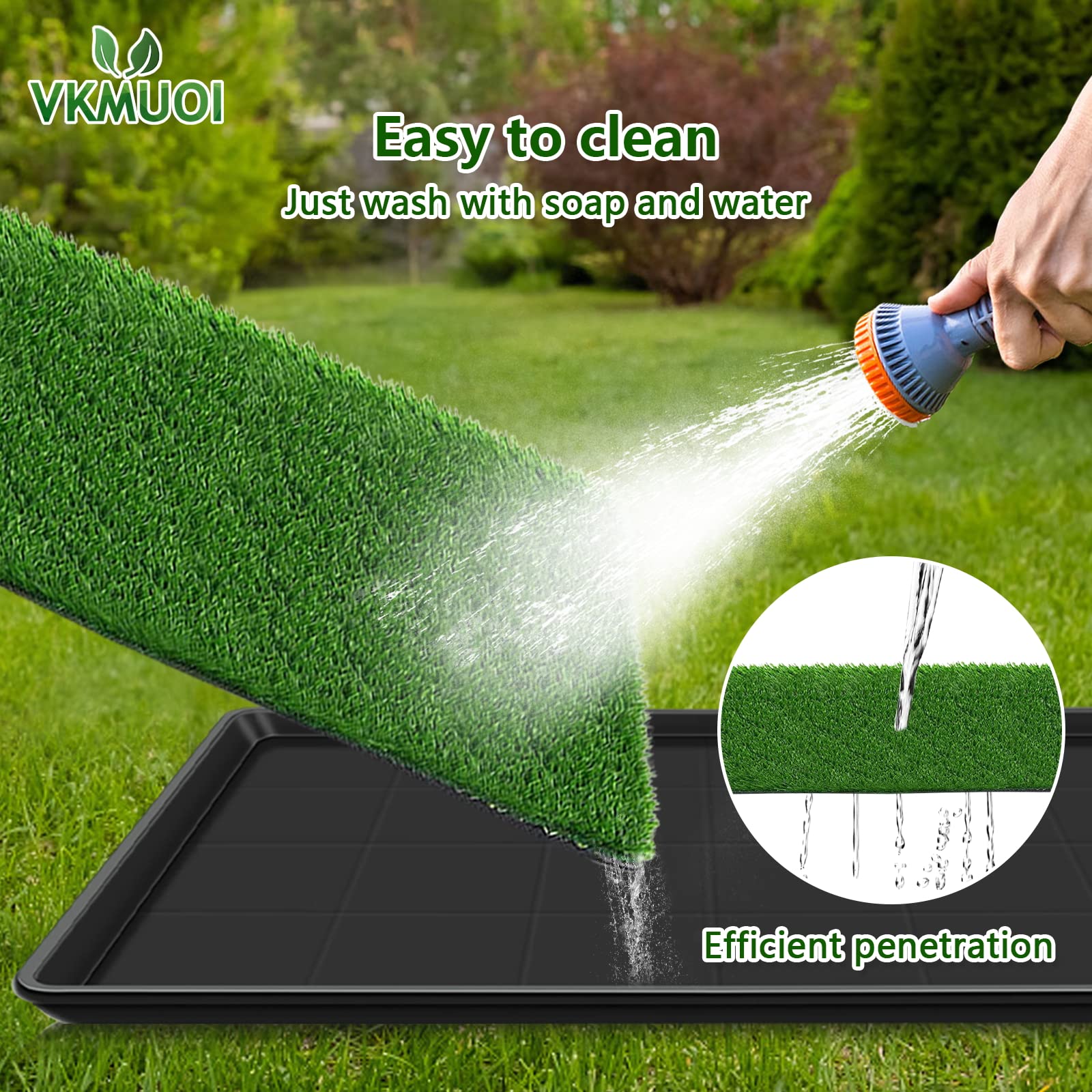 Hundegras-Pads mit Tablett Kunstrasen für Hunde zum Pinkeln auf künstliches Töpfchengras mit Tablett für Outdoor-Indoor-Katzentoilette für Welpen-Töpfchentraining(60 x 90 cm)