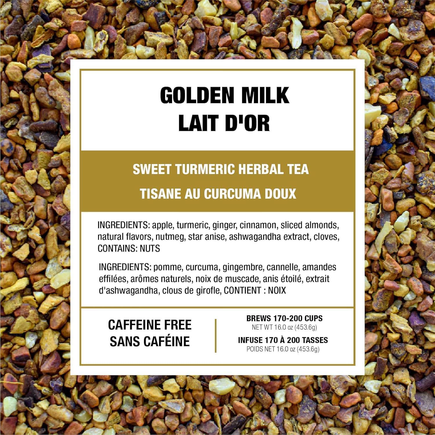 Tiesta Tea - Golden Milk, Loose Leaf, Sweet Turmeric Herbal Tea, Premium Non-Caffeinated Herbal Blend, Make Hot or Iced, Brews Up to 200 Cups, 16 oz Resealable Bulk Pouch