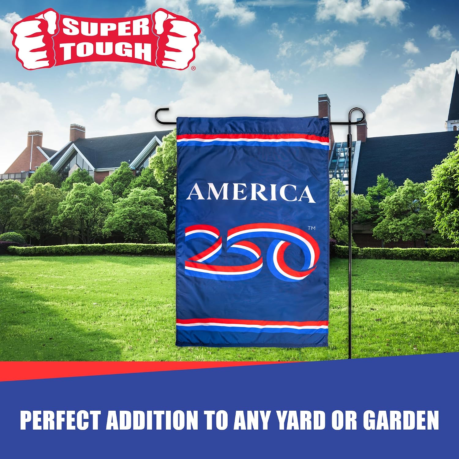 USA 250th Anniversary Garden Banner 12" x 18" Flag | USA-Made Nyl-Glo Nylon Outdoor Flag | Durable Canvas Header and Brass Grommets | UV Resistant Colors | Special Edition 250 Celebration Flag