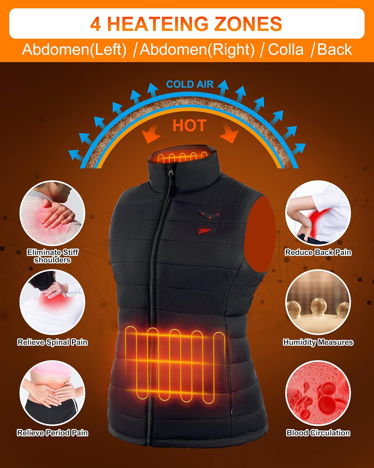 Flyhare Women's Heated Vest with Battery Pack, Lightweight Electric Heating Vest Jacket for Women, Rechargeable Warming Vest for Winter - Image 5