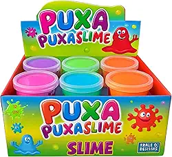 Kit 12 Unidades Slime Leleca Puxa Puxa Divertido, Amoeba - Estique, Modele e Solte a Imaginação com Slime Colorido e Textura Incrível, Cores Sortidas, Festa, Criança, Não gruda