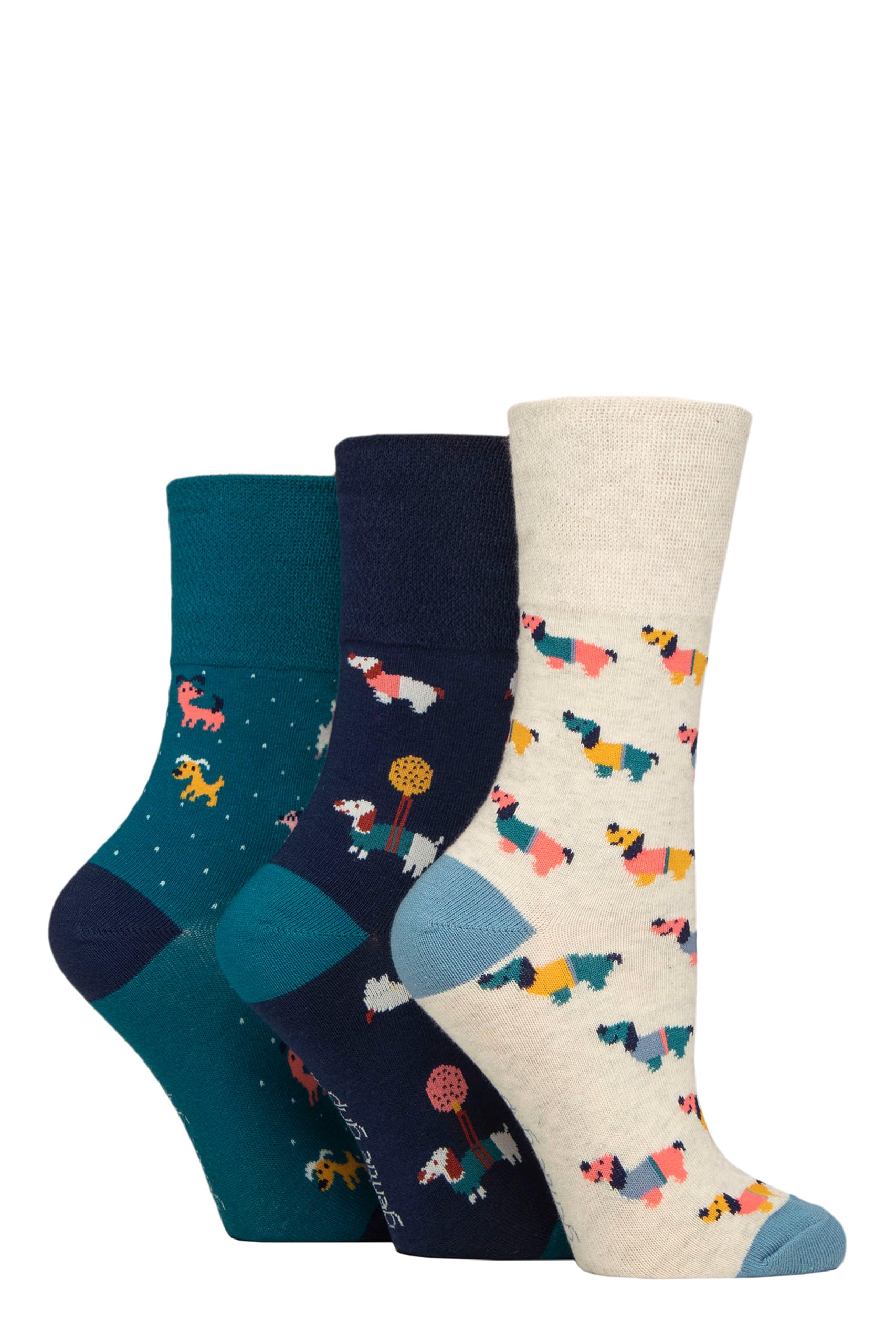 Sockshop Women's I'm A Dog Person Gentle Grip Fun Feet Non-Binding Honeycomb Gentle Top Novelty Patterned Socks In A Multipack Of 3 Assorted Colours Size 4-8