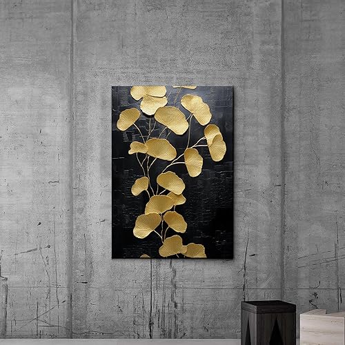 Miniatura 6 de Original Ginkgo biloba Print On Canvas, Modern Textured Gold Wall Art, Abstract Gold Leaves Print, Living room Wall Decor, Home Decor, Wall