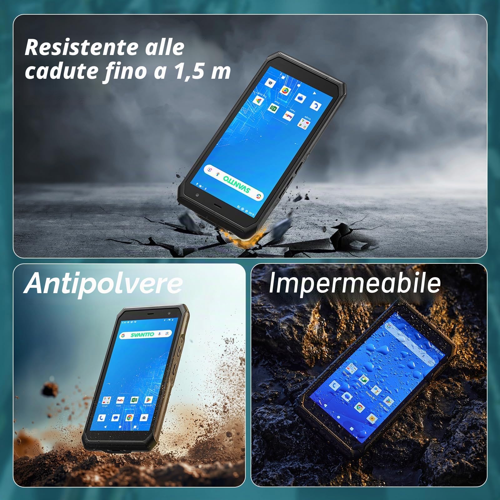 SVANTTO Android 13 Scanner di codici a barre, dotato di motore di scansione 1D/2D/QR, scanner portatile wireless 4+64GB 2G/3G/4G per magazzino e inventario
