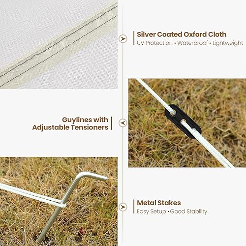 Miniatura 5 de Cobizi Toldo de lona para camping, toldo impermeable para tienda de campaña, hamaca, camión (café y caqui)