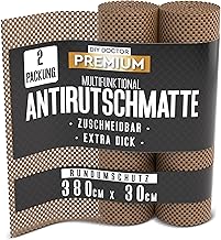 DIY Doctor Antirutsch-Greiferrollen (2er-Pack) – 190 x 30cm – rutschfeste Gummimatte für Teppiche, Teppichböden & Laminatböden – Schubladeneinlage – Schokoladenbraun