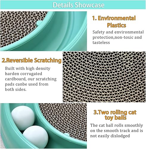 Miniatura 3 de Juguete de Pelota Interactiva con Pista para Gatos de Interior, Tabla de Rascar para Gatos y Conjunto de Ejercicio para Gatos Adultos de Interior