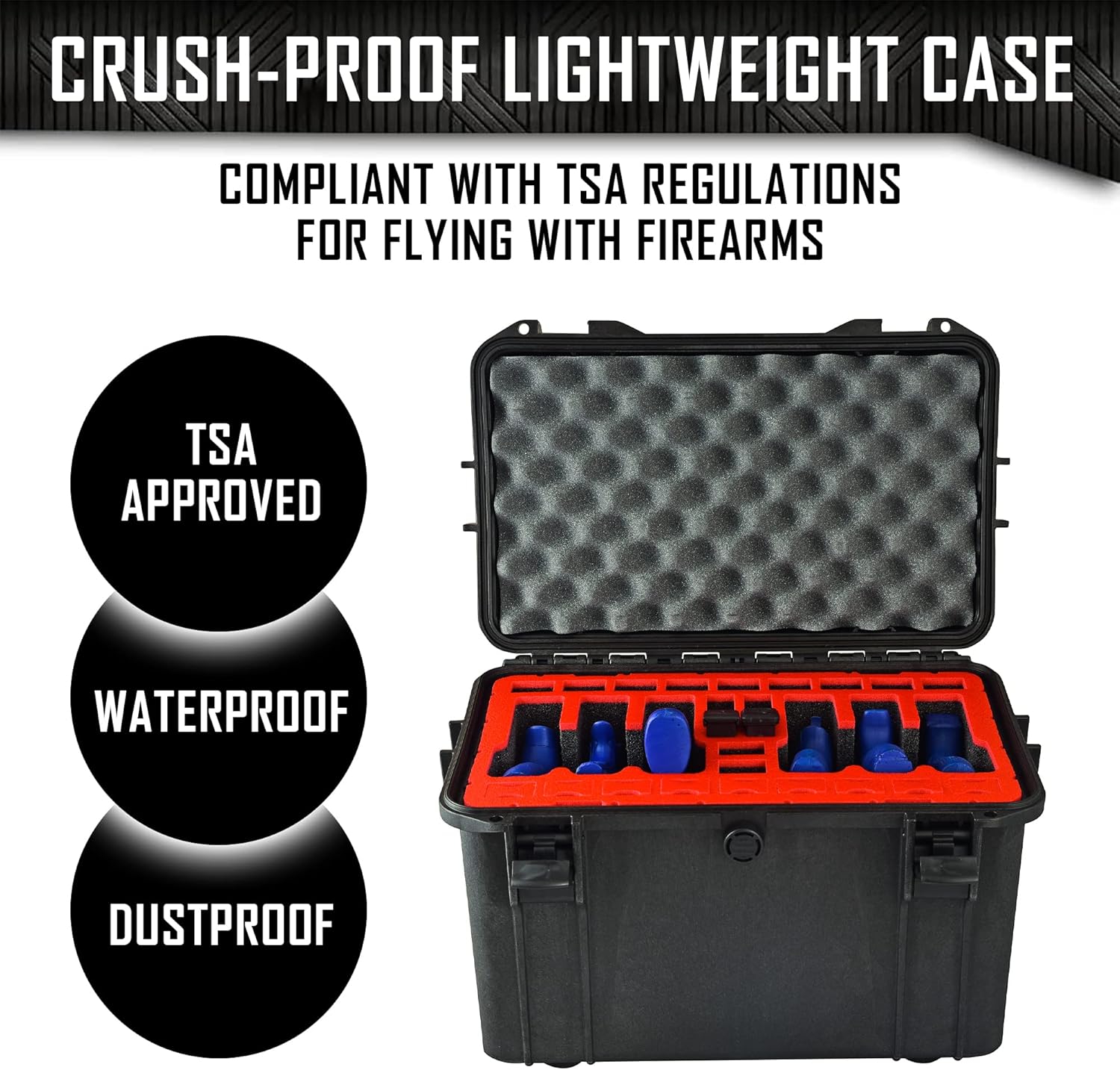 6 Pistol 24 Magazine Doro Gun Case with Custom MyCaseBuilder Foam Insert - Waterproof, Heavy-Duty Tactical Firearms and Ammunition Holder, 12.5 x 17.9 x 11.4 Inches