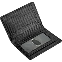 Minimalist RFID Wallet for Men and Women | Slim Bifold Credit Card Holder Wallet | Business Card Case for Men | Genuine Leather Front Pocket Wallet with Gift Box, carbon black