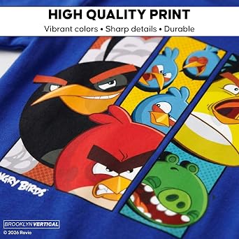 Angry Birds 2枚パック グラフィックTシャツ 男性用 & 女性用 S–2XL、公式ライセンスユニセックスコットンカジュアルTシャツ