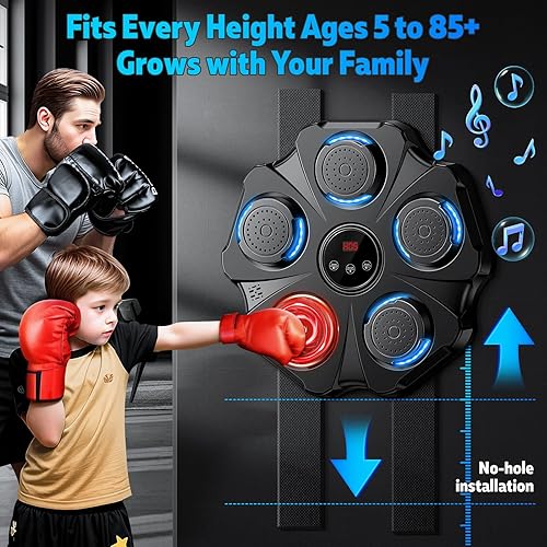 Miniatura 2 de 2025 Máquina de Boxeo con Música Mejorada - Entrenador de Punching Interactivo, Objetivo de Boxeo Electrónico de Gran Tamaño Montado en la Pared con