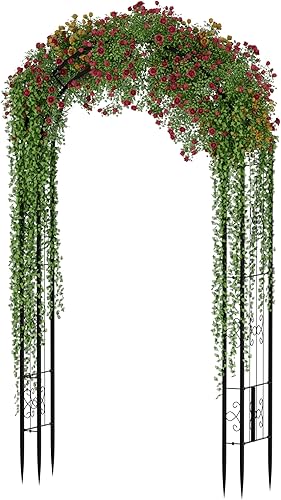 Arco de jardín de acero de 102 pulgadas para plantas trepadoras al aire libre, patio, arco de jardín ancho y resistente para césped, plantas