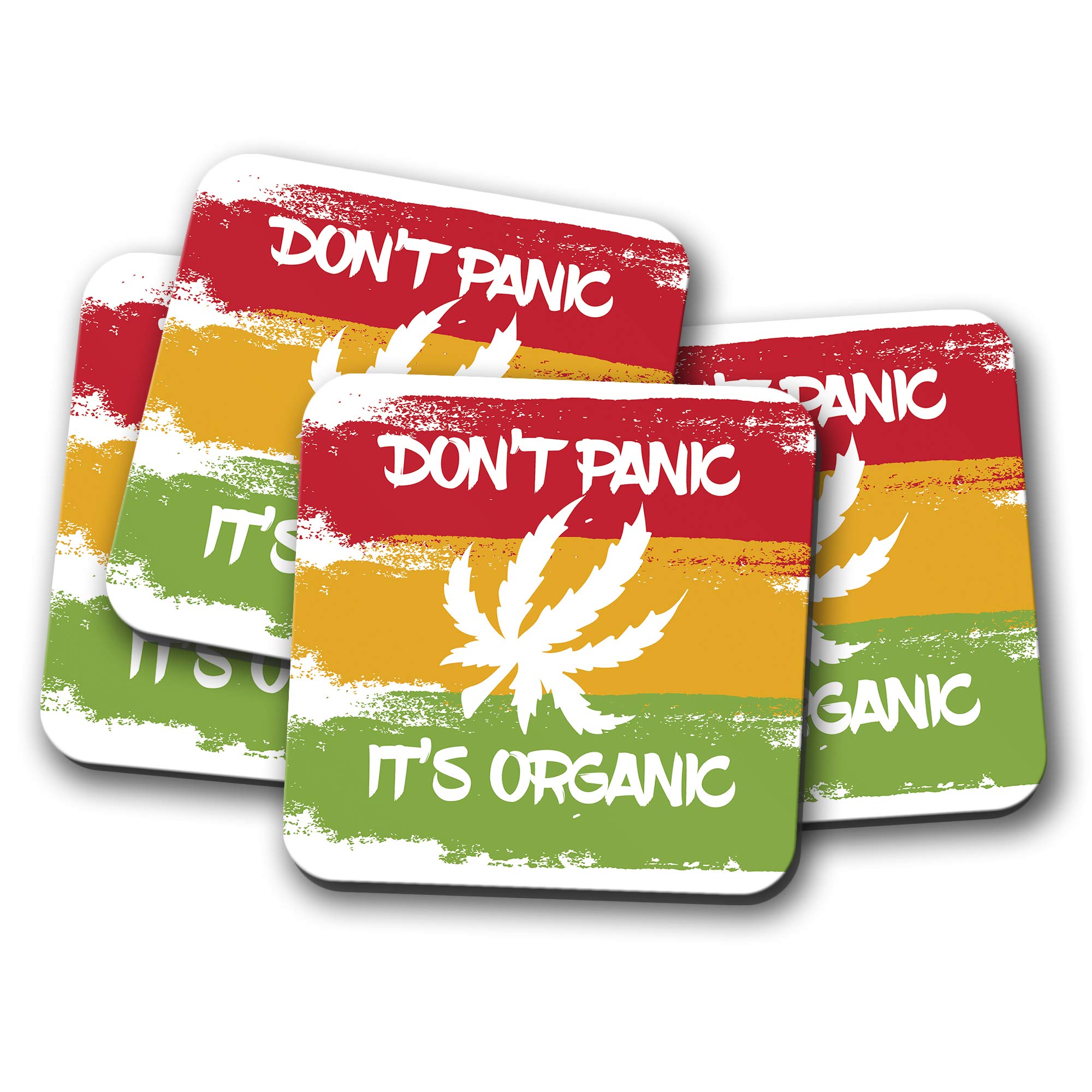 Destination Vinyl Ltd Multicolor 4 Set - Funny Rasta Weed Coaster - Cannabis Marijuana Organic Drugs #19036