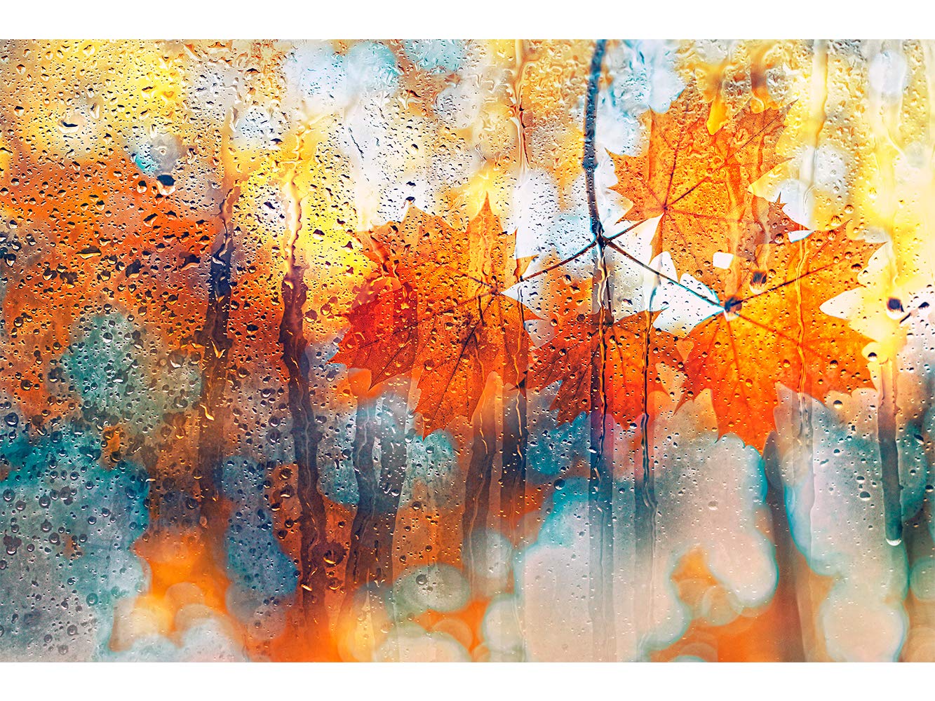 Quadro in Cartone Piuma e Pegasus per Parete Autunno piovana | Quadro Ecologico per pareti | Cartone Piuma Decorativa | Kappa | Varie Misure | Decorazione Sala da Pranzo, Soggiorno, Camera 200x98cm