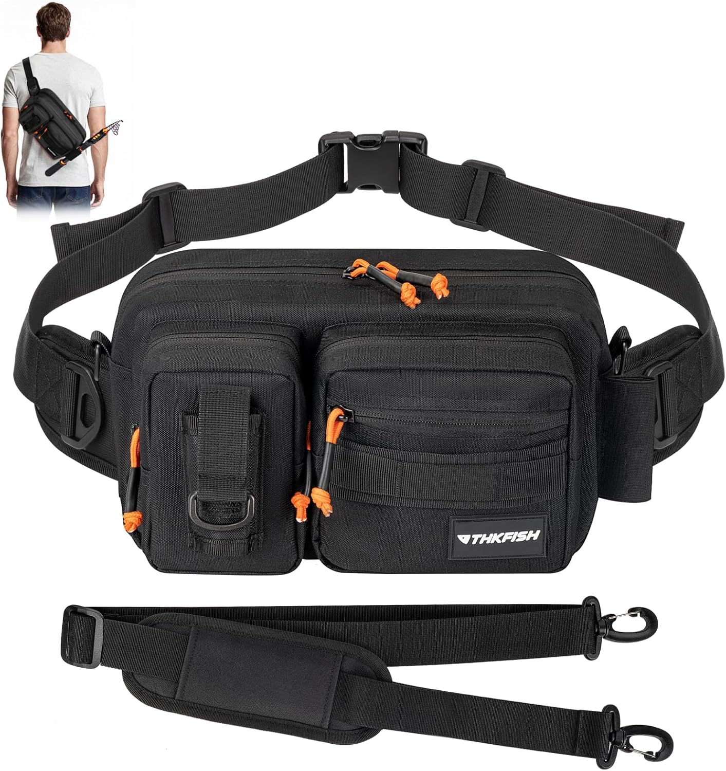 THKFISH Fishing Waist Pack, Fishing Tackle Bag Waterproof Fanny Pack for Women & Men Portable Sling Bag